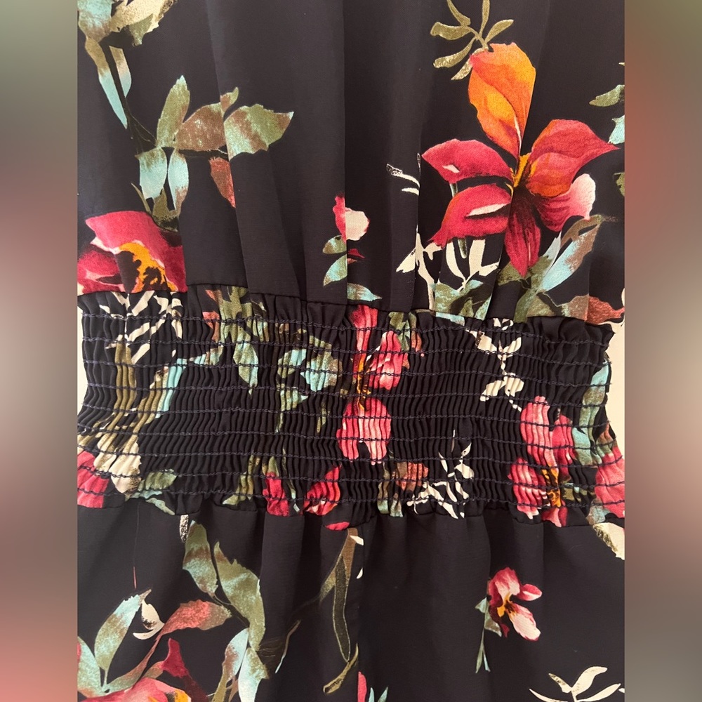 Multi-Color Floral Wide-Leg Jumpsuit | size Medium - Picture 3 of 6